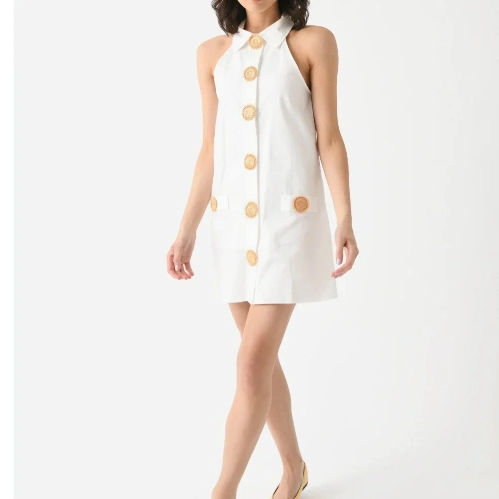 My Beachy Side Amber Mini Dress White Cotton Resort Crochet Medallion New Size M